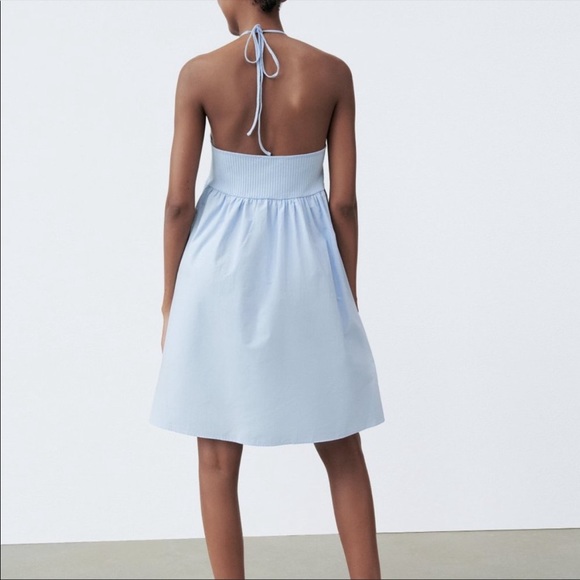 NWT Zara Halter Dress light blue M - Picture 4 of 13